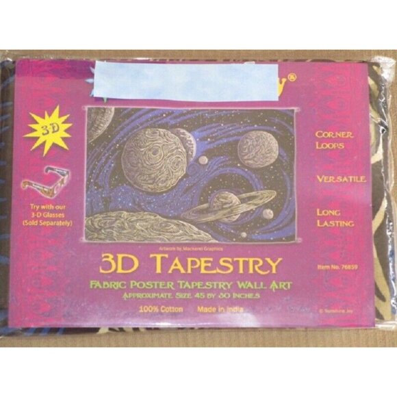 New Space Galactic Tapestry Wall Hanging Decor Gift 45x30 Planets Saturn Cosmos - Picture 2 of 2